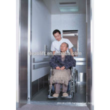 Hospital machine room bed elevator with opposite door
